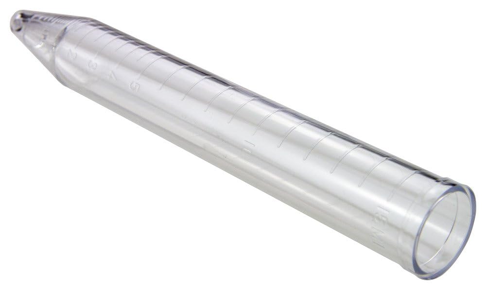 Caplugs Evergreen 214-2415-010 CT15 Series 15 mL Unthreaded Centrifuge Tubes, Natural Polystyrene (PS), Conical Bottom, Up to 6,200 x G, Molded-in Easy-to-Read Graduations (Pack of 500)