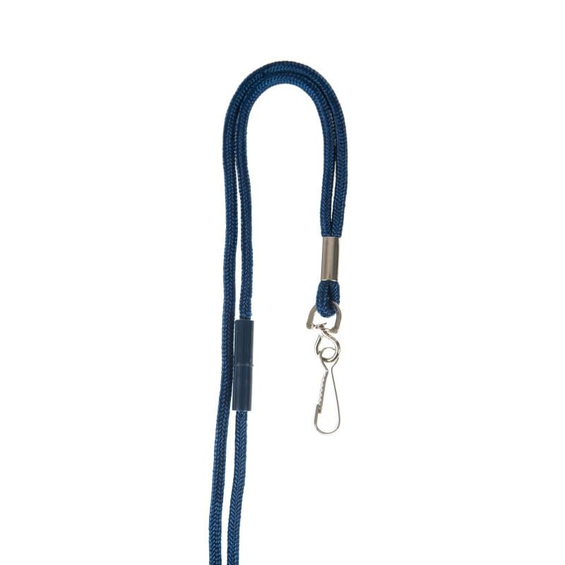 Lanyard redondo de seguridad de 4 mm con mosquetón metálico - Azul marino (lote de 100)