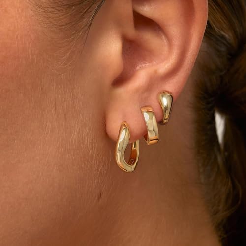 3 Pairs Gold Hoop Earrings for Women Trendy Dainty Gold Huggie Earrings 14k Gold Stud Earring Hypoallergenic Earrings Small Hoop Earrings for Gifts2