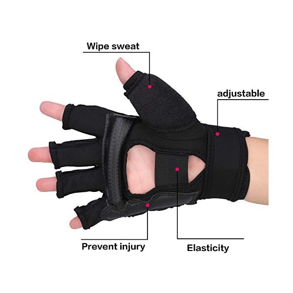 GINGPAI-Half-Mitts-UFC-MMA-Training-Boxing-Punch-Bag-Kickboxing-Sparring-Grappling-Martial-Arts-Muay-Thai-Taekwondo-Wrist-Wraps-Support-Black-Gloves-for-Women-Men-Kids GINGPAI Half Mitts UFC MMA Training Boxing Punch Bag Kickboxing Sparring Grappling Martial Arts Muay Thai Taekwondo Wrist Wraps Support Black Gloves for Women Men Kids
