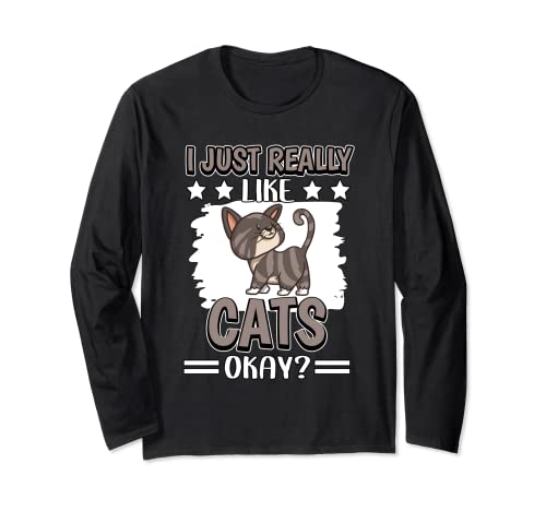 I Just Really Like Cats Okay Cat Long Sleeve T-Shirt, Black