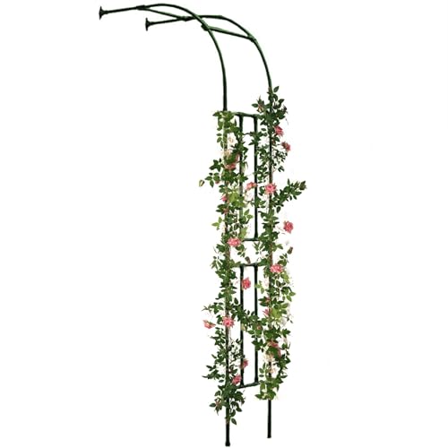 Elegante arco de jardín, medio arco grande para plantas trepadoras, soporte de enrejado de metal, decoración de patio al aire libre y césped, perfecto para bodas (verde, 240 x 240 x 45 cm)