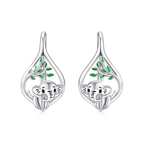 Aoveao Elephant Earrings 925 Sterling Silver Elephant Leverback Earrings Cute Elephant Hoop Earring, Hypoallergenic Elephant Jewelry Birthday Graduation Gifts For Women Girls #TOP22