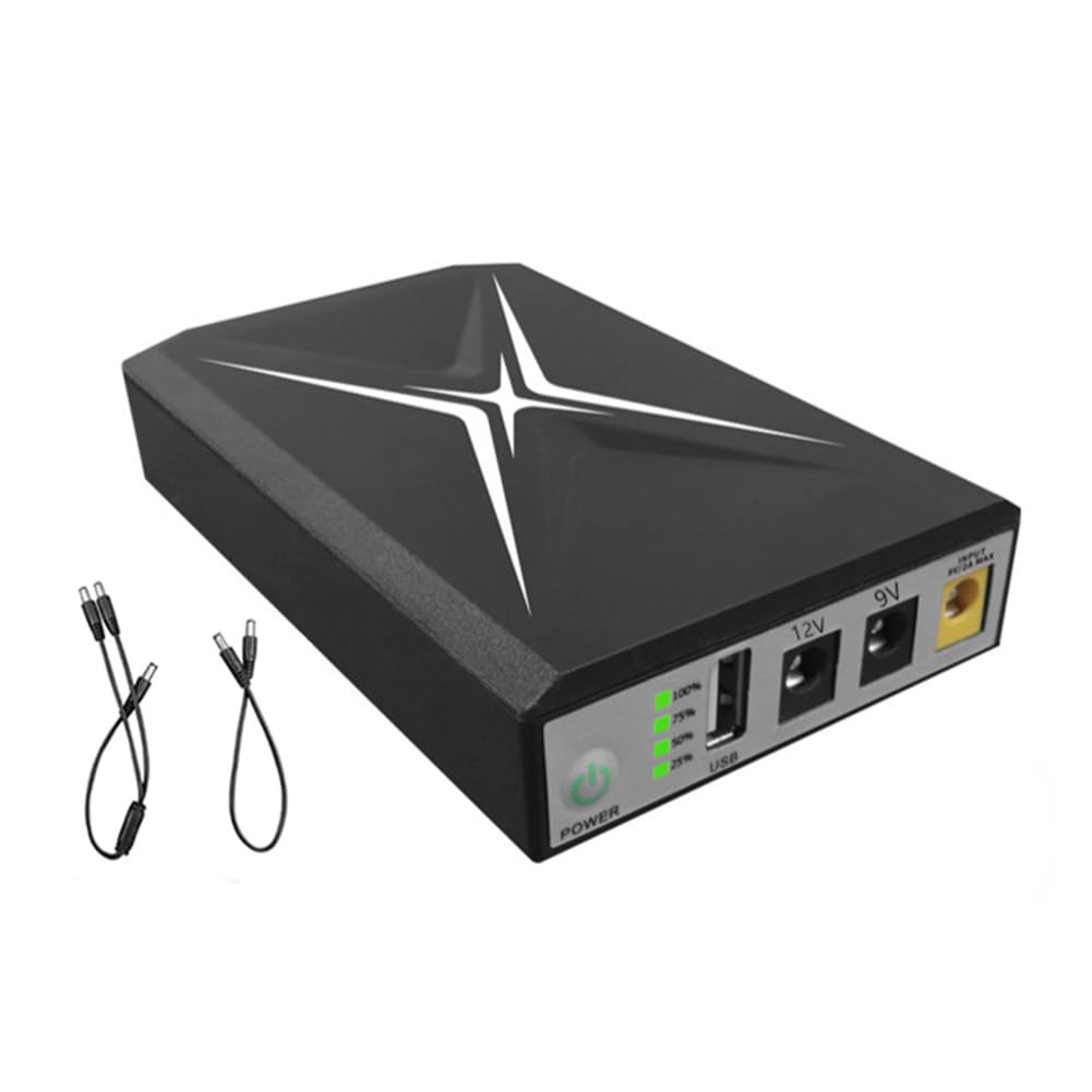 Srutueo 10400MAh DC UPS Uninterrupted Supply Router 9V 12V 18W Battery Backup Mini UPS USB WiFi Router for CCTV Power Supply Easy Install, Black, 500447812