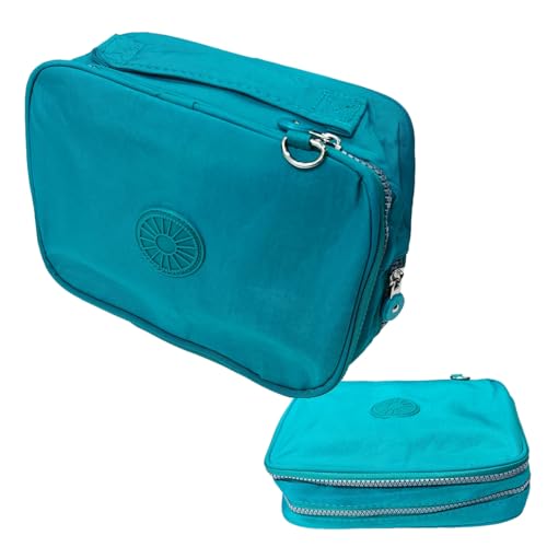 Estojo Box Escolar Quadrado Organizador Grande Liso Com 2 Divisórias Bolsinha Verde