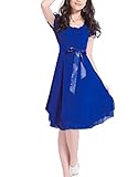 Oulifa Women's Vintage Retro Chiffon Knee-length Dress Medium Royal Blue