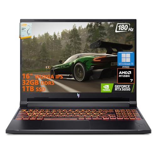 acer Nitro V 16 AI Gaming Laptop | 16 pulgadas WUXGA IPS 180Hz | AMD 8-Core Ryzen 7 260 | 32GB DDR5 1TB SSD | GeForce RTX 5050 8GB DLSS4 (hasta 440 tapas AI) | Teclado retroiluminado Win11 Pro con
