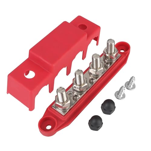 Barra colectora 48V 250A de 4 vías con pernos M10 y cubierta protectora negra para barcos