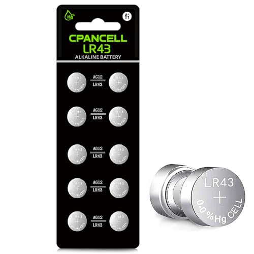 CPANCELL AG12 Battery 386 sr43 Battery L1142 Battery LR43 D386 L1142 D301 186 SR43 1.5v Alkaline Button Batteries (10 Count)