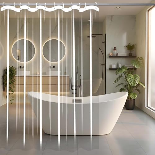 Rideau douche transparent PEVA de qualité supérieure avec crochets