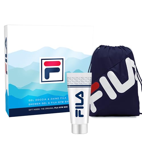 FILA Gift Set Uomo Con Gel Doccia e Zaino, Cofanetto Regalo Con Sacca Sportiva Resistente - Ideale per Compleanni e Occasioni Speciali
