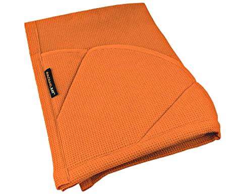 Rachael Ray Moppine Towel - 2-in-1 Kitchen Towel and Pot Holder with 2 Heat Resistant Pockets to Grip Hot Cookware, Bakeware -Absorbent Kitchen Towels Perfect for Drying Dishes and Hands,Burnt Orange