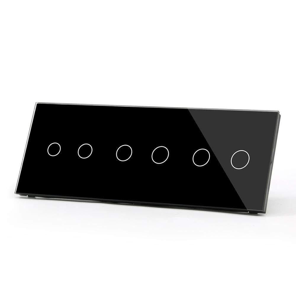 Interruptor táctil de cristal, Interruptor de luz pared con sensor táctil, 6 bandas, 1 vía, panel vidrio multicolor