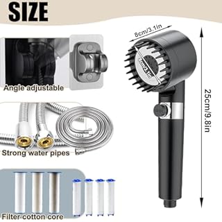 Soffione Doccia ad Alta Pressione, Soffione Doccia con Filtro a 15Fasi, Soffi-one Docci-a Anticalcare, Soffion-e D-occia, 3+1 Tipi Getti per S-offione Docci-a ad Alta Pressione e Risparmio Idrico (M1)