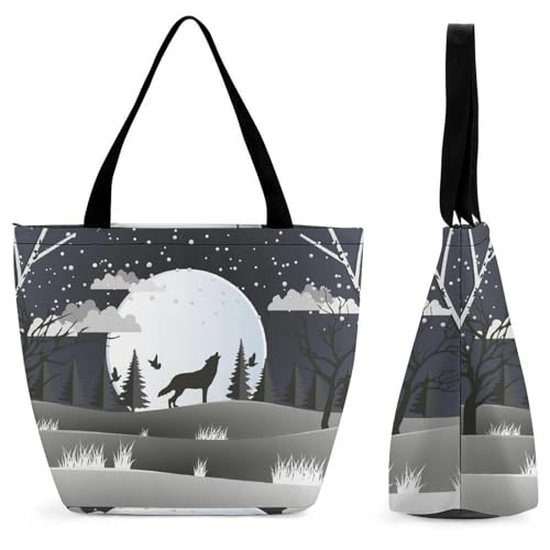 Sac à bandoulière loup hurlant parfait pour le shopping et les voyages