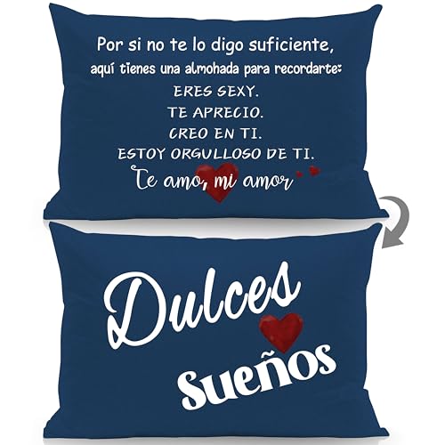 Mi Amor Por si no te lo digo suficiente aquí tienes una almohada para recordarte Estoy orgulloso de ti Te quiero Fundas de almohada para Novio Esposo Cumpleaños San Valentín Navidad Regalo para Él