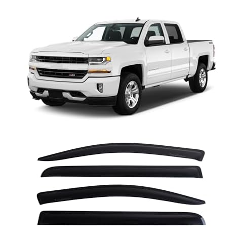 Tongketec Window Rain Guards,Vent Deflector,Window Visors,Outside Mount Fits for 2014-2018 Chevrolet Silverado & GMC Sierra 1500, 2015-2019 Silverado & Sierra 2500HD/3500HD Crew Cab Pickup 4pcs Cover
