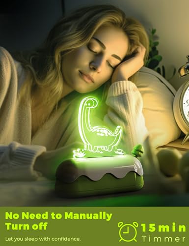Image of L LOHAS LED Cute Dinosaur Night Light, Kawaii Dinosaur Desk Lamp for Kids, Cute Desk Decor, USB Rechargeable, RGB, Night Light for Bedroom, Bedside, Living Room, Dining, Desk Decor, Gift