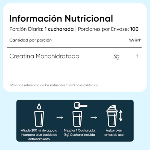 Miniatura 4 de Creatina Monohidratada En Polvo 300g Para 100 Días - 100 Puro, Factor De Malla 200, 100 Monohidrato De Creatina Micronizada - Sin Sabor, Apto Para Veganos, Cuchara Incluida, Sin Ogm Ni Gluten