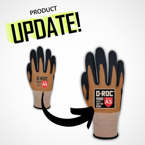 Image of MAGID D-ROC ANSI A5 DX+ Technology VersaTek Grip Work Gloves, 1 Pair, Size 9 /Large, DXPG53