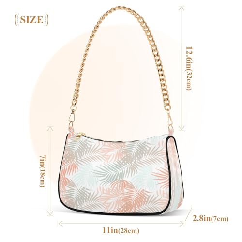 Shoulder Bag for Women Pastel Palm Leaves Tote Handbag Crossbody Bag with Zipper Closure3
