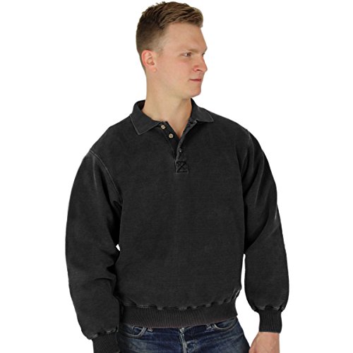 CottonMill Men's 100% Cotton Button Polo Heavyweight Sweatshirt