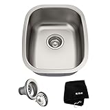 Kraus KBU16 15 inch Undermount Single Bowl 18 gauge Stainless Steel Kitchen Sink