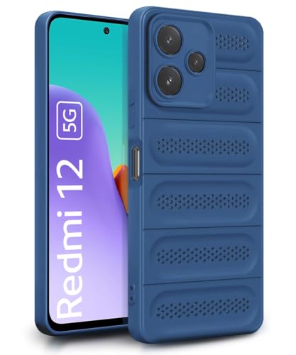 Image of WOW IMAGINE Ultimate Silicone Back Cover Case for Mi Redmi 12 5G | Redmi 12 4G | Poco M6 Pro 5G | Heat Dissipation Thin Soft TPU | 360 Camera Protection | Breathable Cooling Holes - Deep Blue