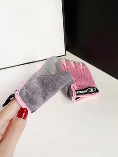 OVOY Luvas De Ciclismo Infantis Rosa Meio Dedo Antiderrapantes, Acolchoadas, Sem Dedos Para Biciclet