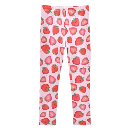 Girls Leggings Soft Toddler Ankle Length Bottoms Strawberry Kids Dance Yoga Pants 4-10 Years2