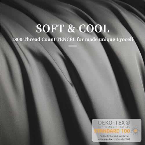 Image of LIANLAM Luxury 100% Organic Tencel Cooling Sheets Queen Size-9（King, Gray