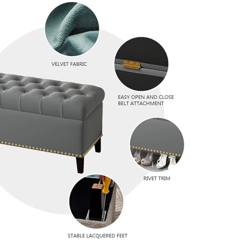 Coffre de rangement ottoman en velours pour optimiser votre salon - 6