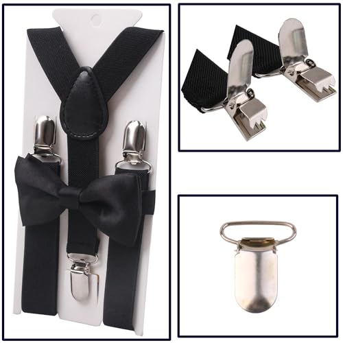 IZUS Child-Kids Suspenders Bow-Tie Sets Y-Shaped Elastic Adjustable Suspender-Set Girls-Boys for Wedding/Mime/Halloween/Party4