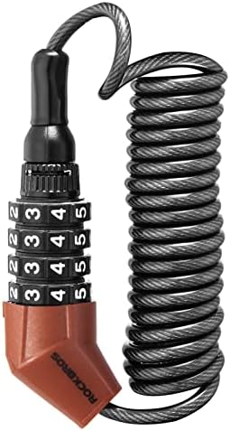 ROCKBROS Motorcycle Helmet Lock Bike Cable Lock Lightweight Bike Lock Combination Small Bicycle Lock Resettable Bike Wheel Lock for Strollers, Luggage (Red)