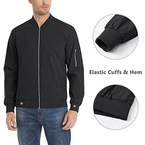 Kefitevd Mens Bomber Jackets Black Jacket Llightweight Windbreaker Men Relaxed Fit Sportswear Jacket Track Jacket Men #TOP3