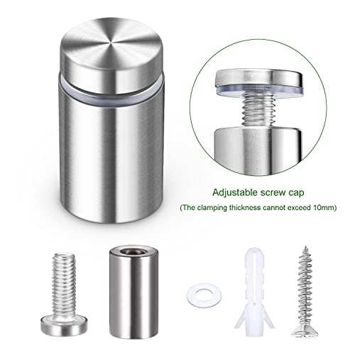 20 Stück Edelstahl Wand Schrauben Abstandshalter, Schilderhalter Werbeschraube für Montieren und Befestigung Glas Spiegel Acryl Poster Bilderrahmen (12x25mm)