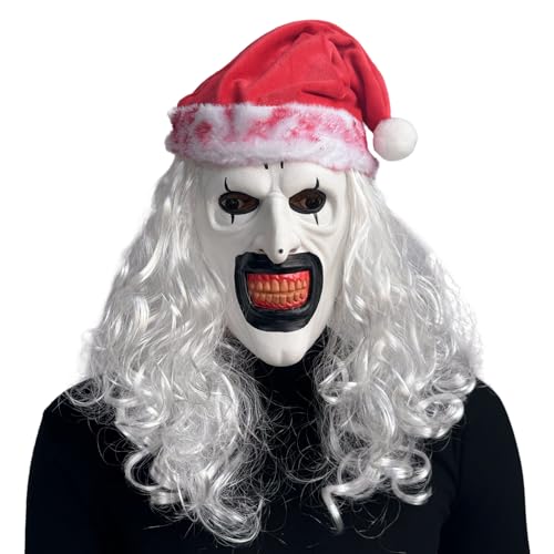 NTSWZYS Terrifier Art the Clown Mask 2025 Full Head Creepy Killer Masks for Halloween Party Props(Style 1-Red Hat)