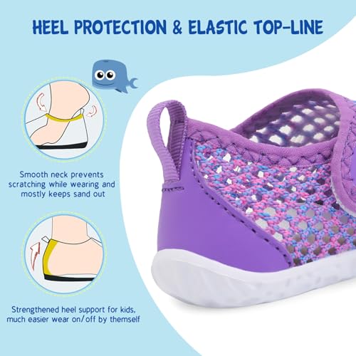 Image of LeIsfIt Toddler Water Shoes Boys Girls Barefoot Aqua Socks Kids Breathable Quick-Dry Swim Shoes for Beach Pool Surf