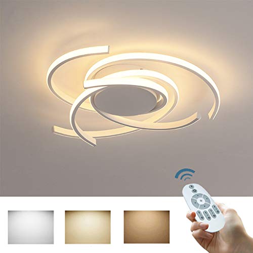 Lumière moderne plafonnier à LED Creative télécommande pour obscurcir la lampe au plafond 3000K-6000K 72W / 92W plafonnier un restaurant lampe plafond salon cuisine chambre plafonniers,Blanc,75cm