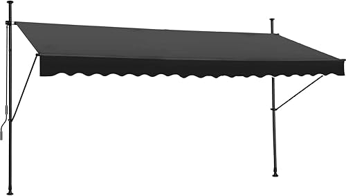 Toldo retráctil manual, 178 pulgadas, sin tornillos, para exteriores, cubierta de pérgola ajustable con protección UV, toldo de exterior 100%