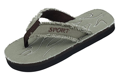 Sunville New Starbay Brand Boy's Light Weight Canvas Flip Flops Sandals, Khaki, 2 Little Kid Sunville New Starbay Brand Boy's Light Weight Canvas Flip Flops Sandals, Khaki, 2 Little Kid