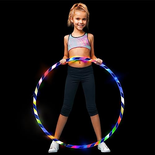 28In Glow Sport Hoop For Adults Kids, Multicolor Strobing & Fitness Equipment Sport Dancing Hoop Plastic Toys For Kids Adults, Night Party Games, Gymnastics, Dog Agility Equipment, 70Cm Hooper Hoop #TOP6