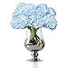 Felice arts Silk Peony Bouquet 5 Heads Artificial Fake Flower Bunch Bouquet Bridal Bouquet Wedding Living Room Table Home Garden Decoration (blue)