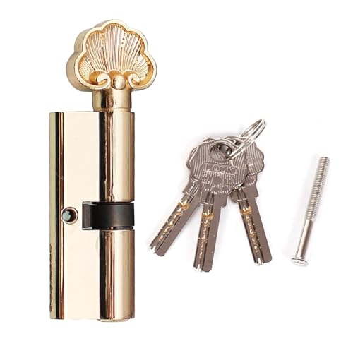 Cylindre de serrure 35/35 avec bouton, cuivre pur, clé, 3 vis de fixation, 1 quincaillerie de porte intérieure, anti-crochetage, haute sécurité