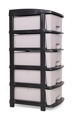 Image of Plastic Modular Drawer Storage Chest Of Drawers Organizer Storage Box, Large Stomo Racks For Multipurpose Anti-slip Shoes Organizers (Grey, 5 Layer)