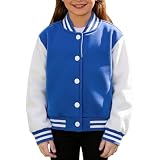 Generisch Mädchen College-Jacke 4-14 Jahre, klassischer Baseball-Stil, Farbblock-Design, atmungsaktiv und bequem, vielseitig kombinierbar für Schule und Freizeit