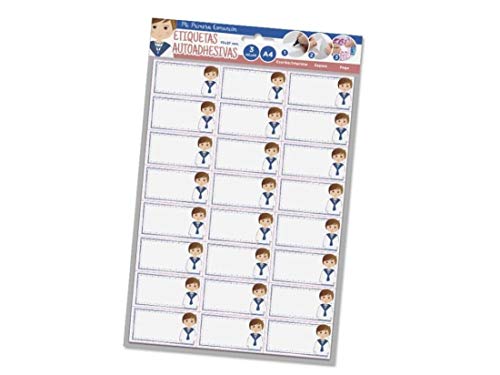 POESSA Etiquetas Impresora NiÑo 3 Hojas Primera Comunion 30x37cm