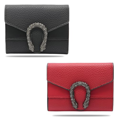 Image of Kraptick Women s Wallet Stylish Compact Purse Clutch with Card & Coin Holder Debit Card Organizer, Travel Wallet & Money Organizer for Women with 8 Card Slots (Black & Red) (Combo of 2)