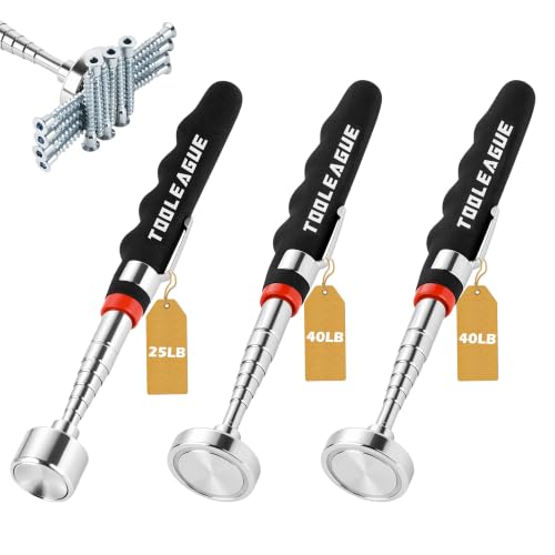 Image of TOOLEAGUE 3Pcs Telescoping Magnetic Pickup Tool, 25LB, 40LB and 40LB | 31-Inch Magnet Stick, Extendable Magnetic Wand for Retrieving Screw Bolts Nuts and Other Small Metallic Objects