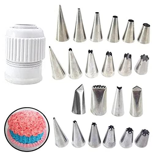 ER ECOM RETAILS Stainless Steel Icing Nozzles Set Mould Decorating Frosting Cupcake Pastries Muffins Desserts (Set Of 27)
